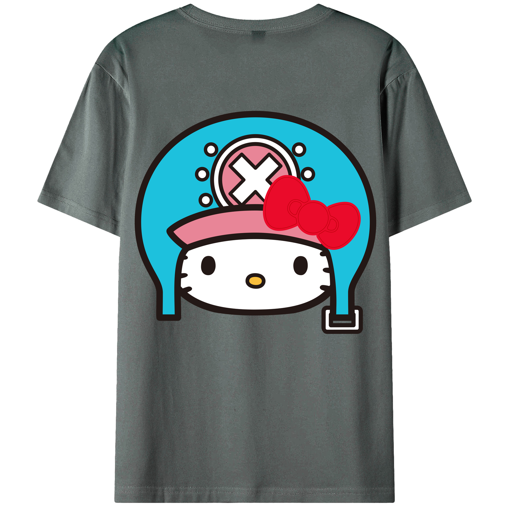 （画像用） Hello Kitty ハローキティ 綿100％ メンズ半袖Tシャツ（バックプリント） 通気性